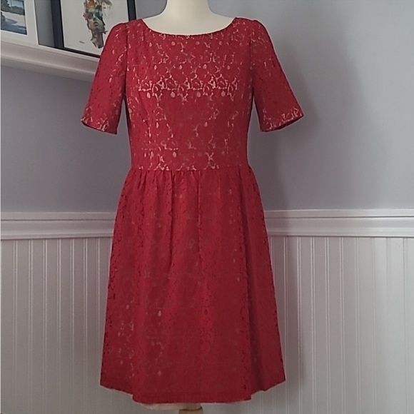 Adrianna Pappell Red Cocktal Party Midi Dress sz 10 - Picture 2 of 6